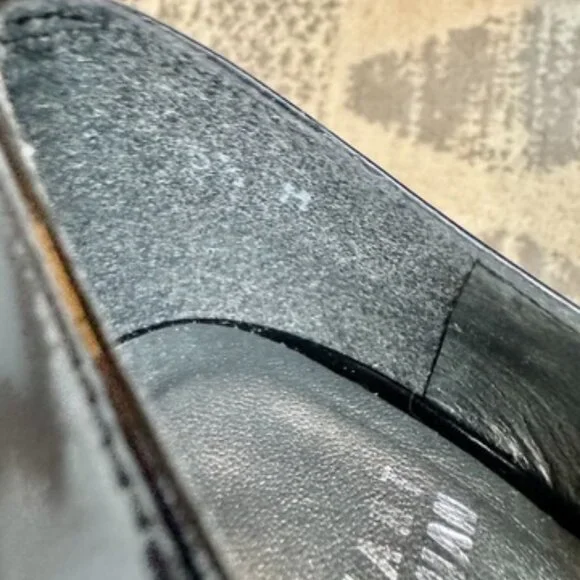 Stuart Weitzman Black Patent Leather T Strap Oxford Wood Heels - Picture 11 of 14